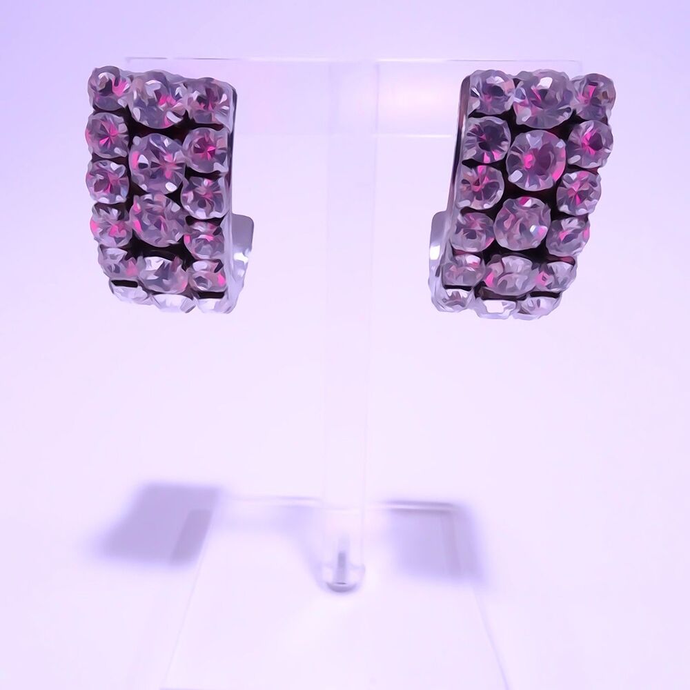 NEW Designer Vintage Brilliant Crystal Curved Statement Earrings